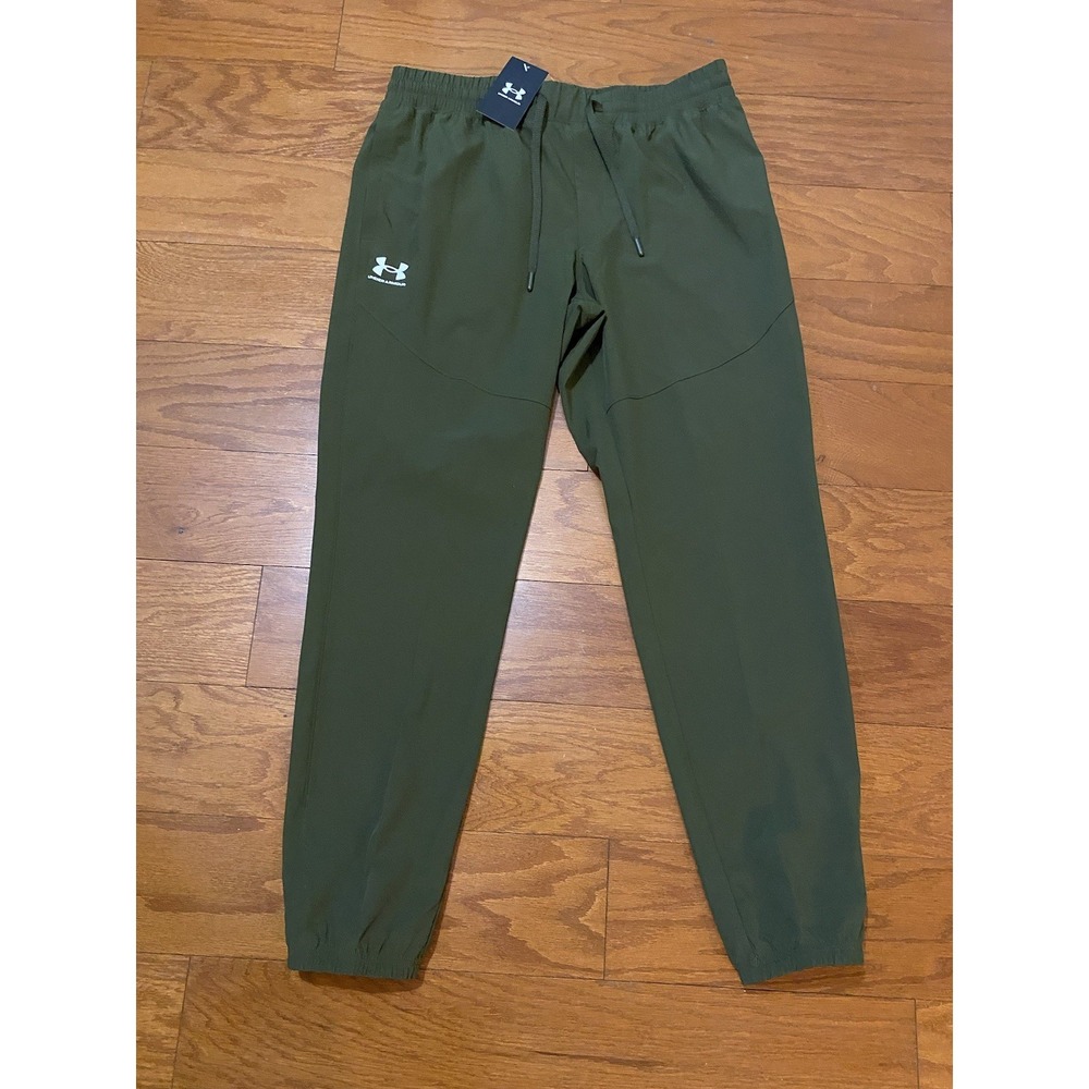 Under Armour Mens Jogger Pants Olive Green Tapered Cuffed Athletic L New